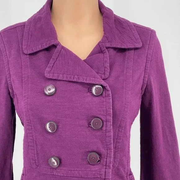 Dex Double Breasted Blazer Jacket Womens size Small Pet Fitted Dress Coat Purple - Picture 3 of 8